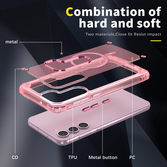 For Samsung Galaxy S23+ 5G Skin Feel TPU + PC MagSafe Magnetic Phone Case(Transparent Pink)