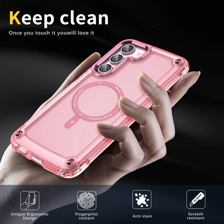 For Samsung Galaxy S23+ 5G Skin Feel TPU + PC MagSafe Magnetic Phone Case(Transparent Pink)