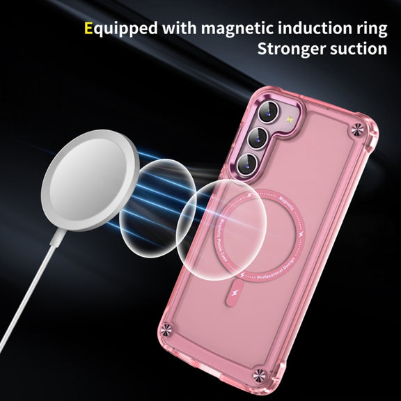 For Samsung Galaxy S23+ 5G Skin Feel TPU + PC MagSafe Magnetic Phone Case(Transparent Pink)