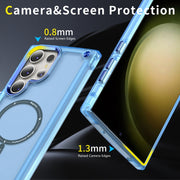 For Samsung Galaxy S22 Ultra 5G Skin Feel TPU + PC MagSafe Magnetic Phone Case(Transparent Blue)