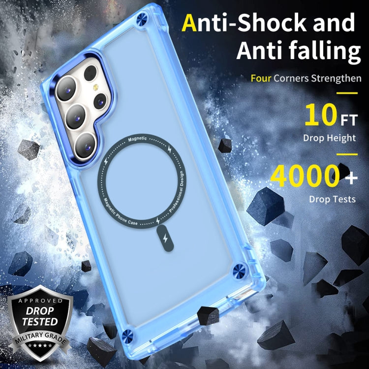 For Samsung Galaxy S22 Ultra 5G Skin Feel TPU + PC MagSafe Magnetic Phone Case(Transparent Blue)
