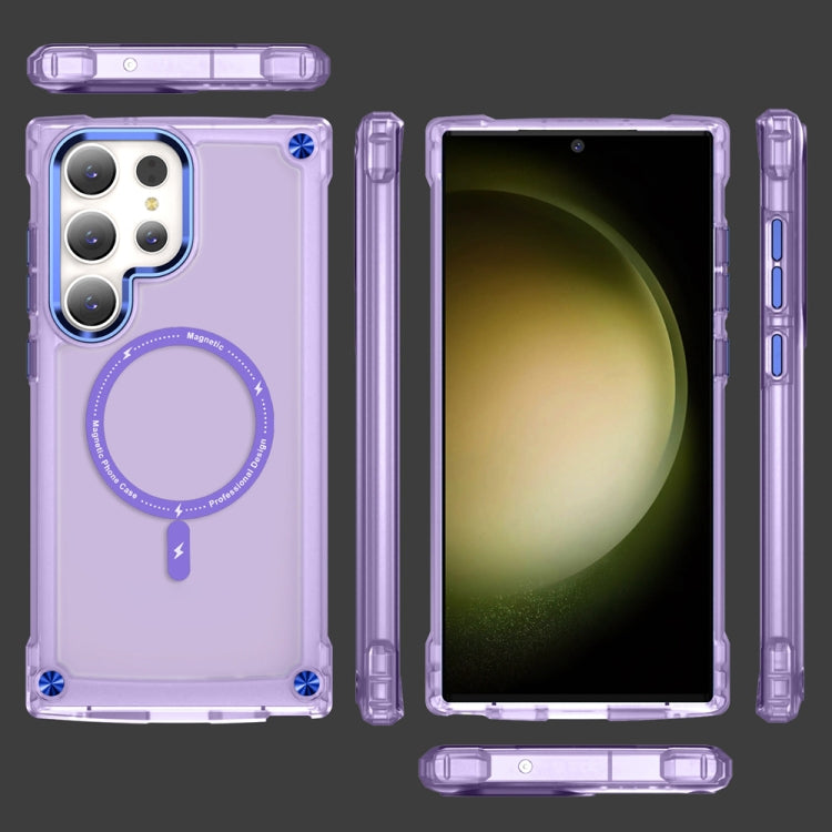 For Samsung Galaxy S22 Ultra 5G Skin Feel TPU + PC MagSafe Magnetic Phone Case(Transparent Purple)