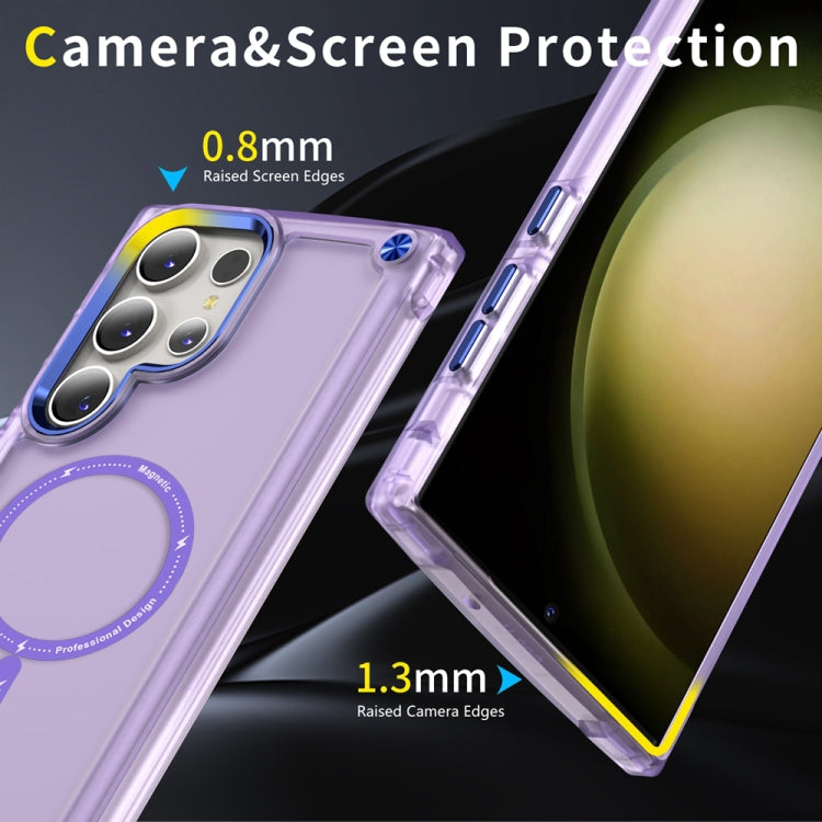 For Samsung Galaxy S22 Ultra 5G Skin Feel TPU + PC MagSafe Magnetic Phone Case(Transparent Purple)