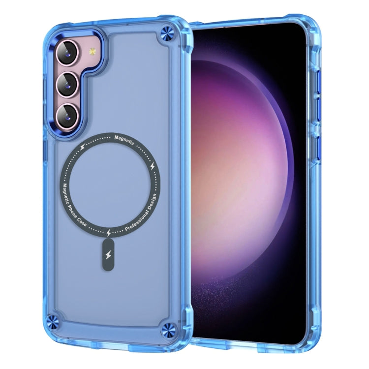 For Samsung Galaxy S22+ 5G Skin Feel TPU + PC MagSafe Magnetic Phone Case(Transparent Blue) - Galaxy S22+ 5G Cases by PMC TechLife | Online Shopping South Africa | PMC TechLife | Buy Now Pay Later Mobicred