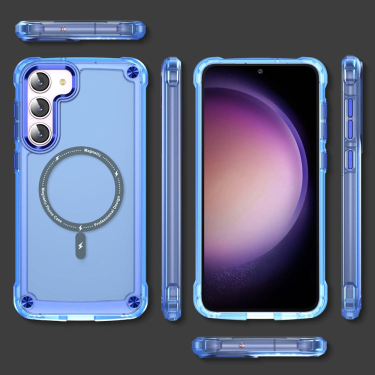 For Samsung Galaxy S22+ 5G Skin Feel TPU + PC MagSafe Magnetic Phone Case(Transparent Blue) - Galaxy S22+ 5G Cases by PMC TechLife | Online Shopping South Africa | PMC TechLife | Buy Now Pay Later Mobicred