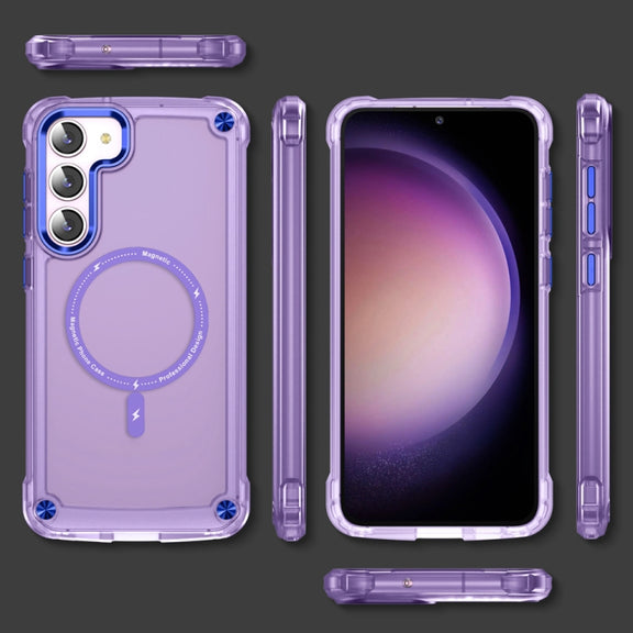 For Samsung Galaxy S22+ 5G Skin Feel TPU + PC MagSafe Magnetic Phone Case(Transparent Purple)