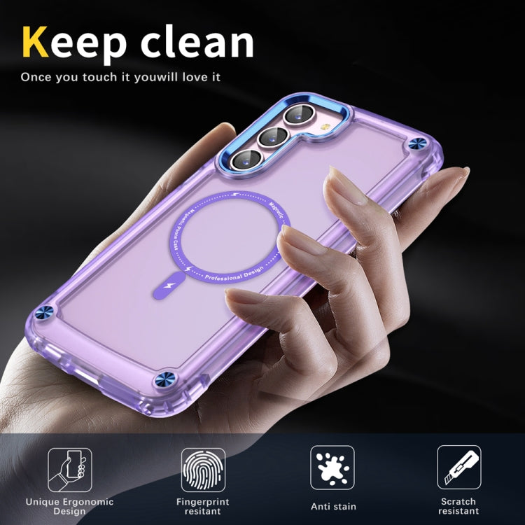 For Samsung Galaxy S22+ 5G Skin Feel TPU + PC MagSafe Magnetic Phone Case(Transparent Purple)