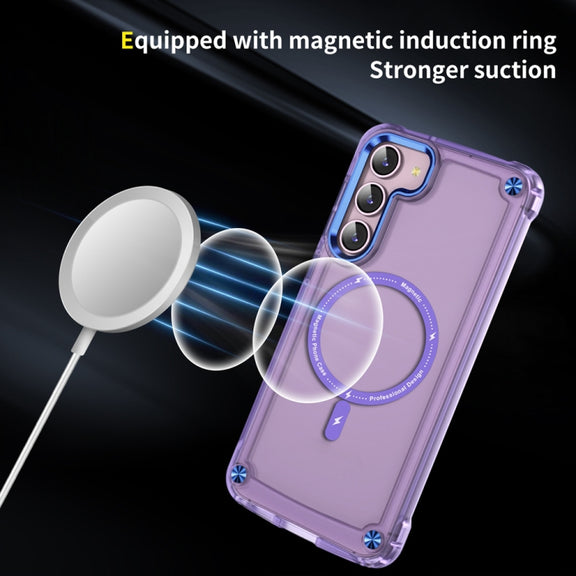 For Samsung Galaxy S22+ 5G Skin Feel TPU + PC MagSafe Magnetic Phone Case(Transparent Purple)