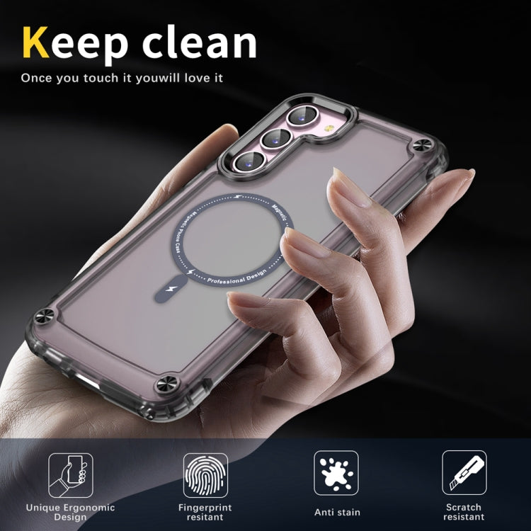 For Samsung Galaxy S22 5G Skin Feel TPU + PC MagSafe Magnetic Phone Case(Transparent Black) - Galaxy S22 5G Cases by PMC TechLife | Online Shopping South Africa | PMC TechLife