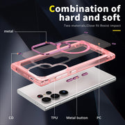 For Samsung Galaxy S24 Ultra 5G Skin Feel TPU + PC MagSafe Magnetic Phone Case(Transparent Pink)