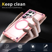 For Samsung Galaxy S24 Ultra 5G Skin Feel TPU + PC MagSafe Magnetic Phone Case(Transparent Pink)