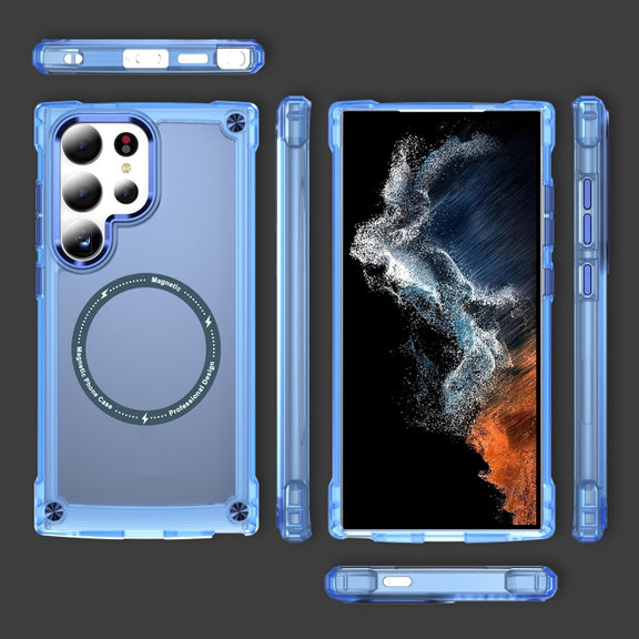 For Samsung Galaxy S24 Ultra 5G Skin Feel TPU + PC MagSafe Magnetic Phone Case(Transparent Blue)