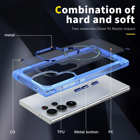 For Samsung Galaxy S24 Ultra 5G Skin Feel TPU + PC MagSafe Magnetic Phone Case(Transparent Blue)
