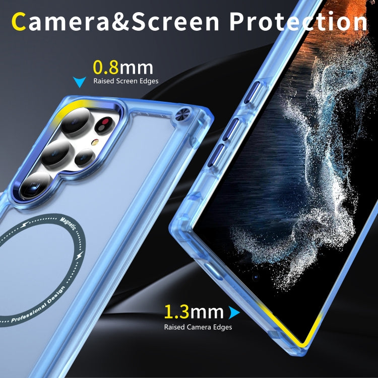 For Samsung Galaxy S24 Ultra 5G Skin Feel TPU + PC MagSafe Magnetic Phone Case(Transparent Blue)