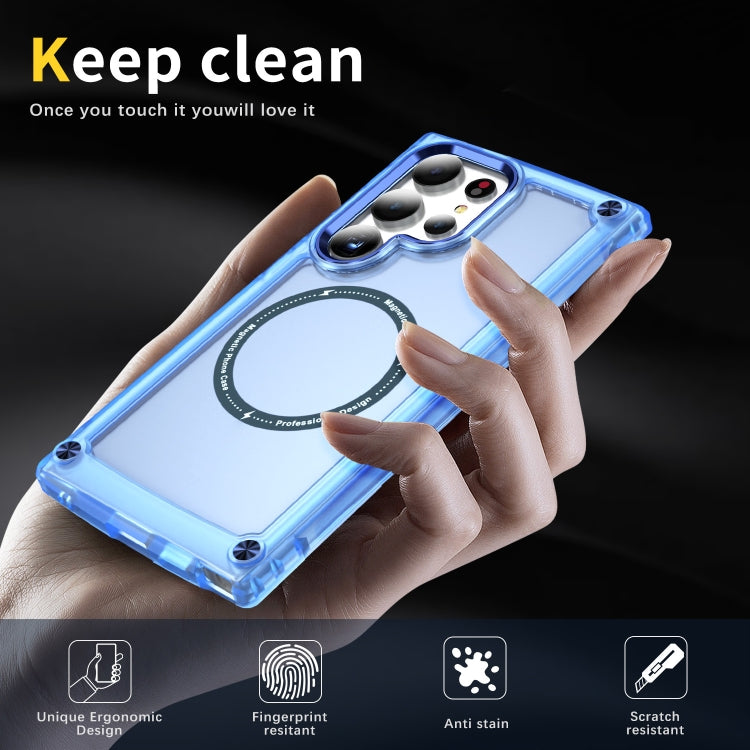 For Samsung Galaxy S24 Ultra 5G Skin Feel TPU + PC MagSafe Magnetic Phone Case(Transparent Blue)