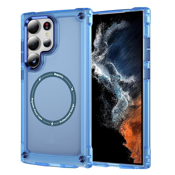 For Samsung Galaxy S24 Ultra 5G Skin Feel TPU + PC MagSafe Magnetic Phone Case(Transparent Blue)