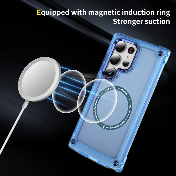 For Samsung Galaxy S24 Ultra 5G Skin Feel TPU + PC MagSafe Magnetic Phone Case(Transparent Blue)