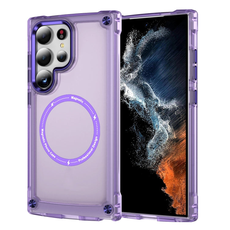 For Samsung Galaxy S24 Ultra 5G Skin Feel TPU + PC MagSafe Magnetic Phone Case(Transparent Purple) - Galaxy S24 Ultra 5G Cases by PMC TechLife | Online Shopping South Africa | PMC TechLife