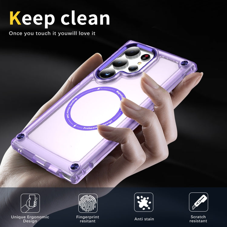 For Samsung Galaxy S24 Ultra 5G Skin Feel TPU + PC MagSafe Magnetic Phone Case(Transparent Purple)