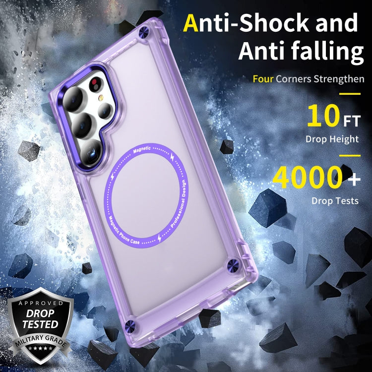 For Samsung Galaxy S24 Ultra 5G Skin Feel TPU + PC MagSafe Magnetic Phone Case(Transparent Purple)