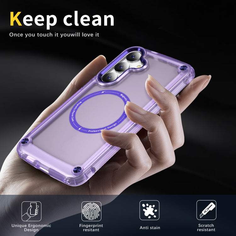 For Samsung Galaxy S24+ 5G Skin Feel TPU + PC MagSafe Magnetic Phone Case(Transparent Purple) - Galaxy S24+ 5G Cases by PMC TechLife | Online Shopping South Africa | PMC TechLife