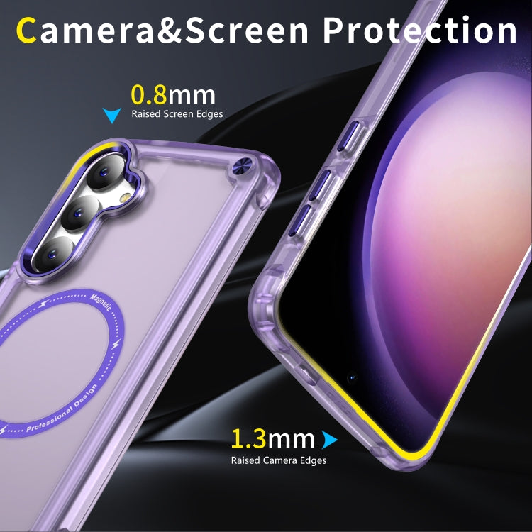 For Samsung Galaxy S24 5G Skin Feel TPU + PC MagSafe Magnetic Phone Case(Transparent Purple)