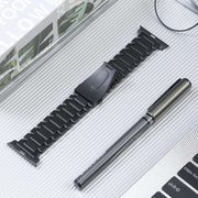 For Apple Watch Series 9 41mm Five Beads Titanium Steel Watch Band(Black)