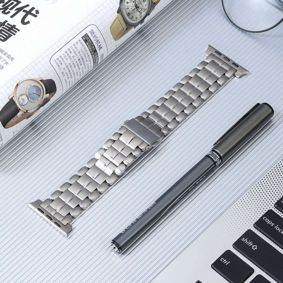 For Apple Watch Series 9 45mm Five Beads Titanium Steel Watch Band(Silver)