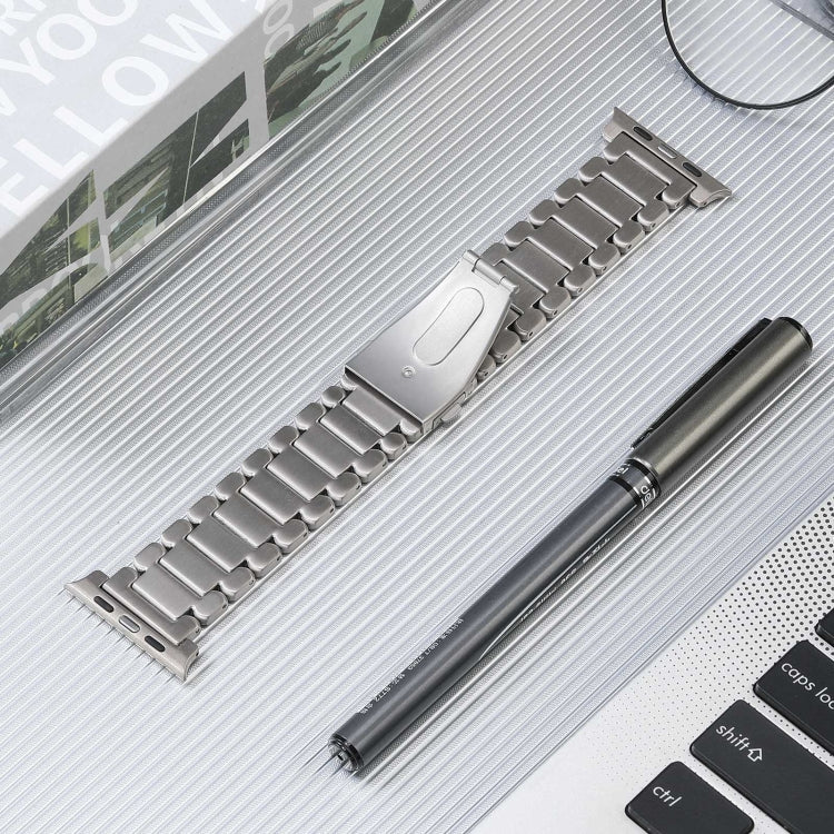 For Apple Watch SE 2023 44mm Five Beads Titanium Steel Watch Band(Silver)