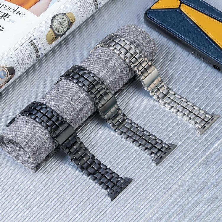 For Apple Watch Series 9 45mm Five Beads Titanium Steel Watch Band(Black)