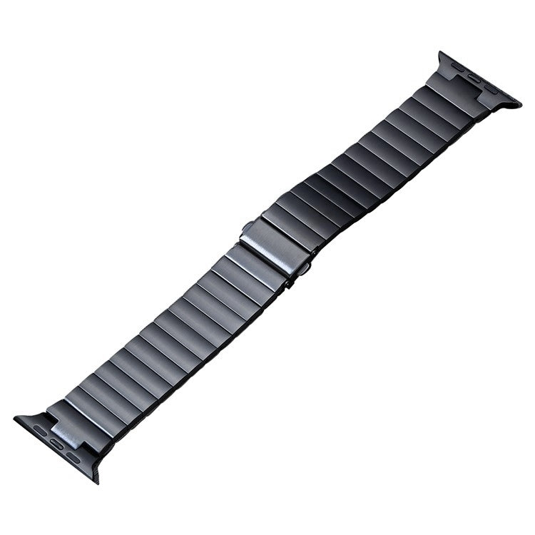 For Apple Watch Series 9 41mm Flat Buckle Stainless Steel Watch Band(Black) - Watch Bands by PMC TechLife | Online Shopping South Africa | PMC TechLife