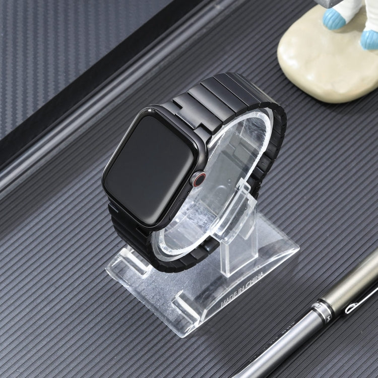 For Apple Watch Series 9 41mm Flat Buckle Stainless Steel Watch Band(Black) - Watch Bands by PMC TechLife | Online Shopping South Africa | PMC TechLife