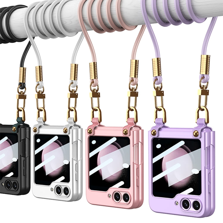 For Samsung Galaxy Z Flip5 GKK Cross-body Ultra-thin PC Phone Case with Strap(Silver) - Galaxy Z Flip5 Cases by GKK | Online Shopping South Africa | PMC TechLife | Buy Now Pay Later Mobicred