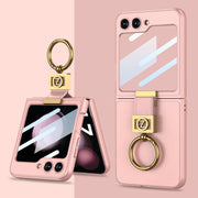 For Samsung Galaxy Z Flip5 GKK Ultra-thin Z Ring Holder Leather Phone Case(Pink)