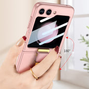For Samsung Galaxy Z Flip5 GKK Ultra-thin Z Ring Holder Leather Phone Case(Pink)