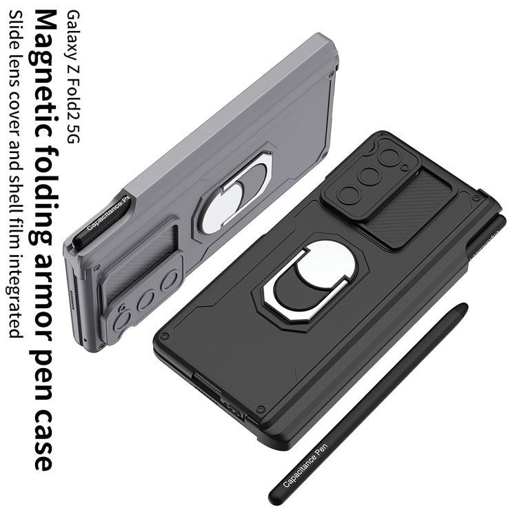 For Samsung Galaxy Z Fold2 GKK Integrated Folding Armored Shell PC Phone Case with Pen Box(Green)