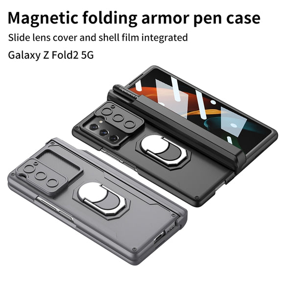 For Samsung Galaxy Z Fold2 GKK Integrated Folding Armored Shell PC Phone Case with Pen Box(Green)