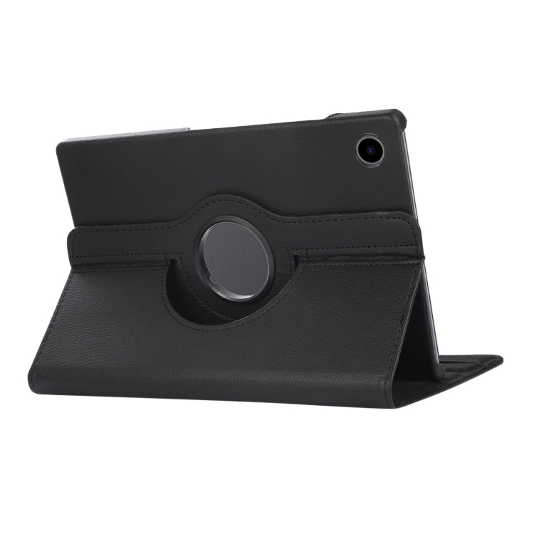 For Samsung Galaxy Tab A9 Litchi Texture 360 Degrees Rotation Holder Leather Tablet Case(Black)