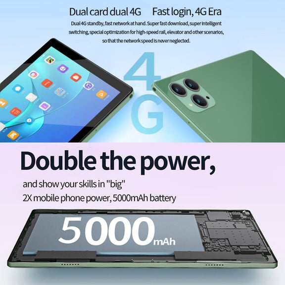 BDF P50 4G LTE Tablet PC 10.1 inch, 8GB+256GB, Android 12 MTK6762 Octa Core, Support Dual SIM, EU Plug(Green)