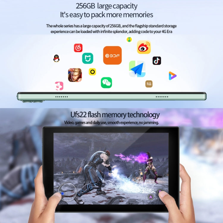 BDF P50 4G LTE Tablet PC 10.1 inch, 8GB+256GB, Android 12 MTK6762 Octa Core, Support Dual SIM, EU Plug(Blue)