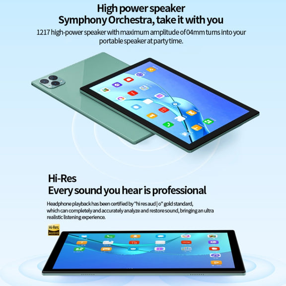BDF P50 4G LTE Tablet PC 10.1 inch, 8GB+256GB, Android 12 MTK6762 Octa Core, Support Dual SIM, EU Plug(Silver)