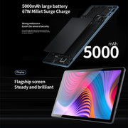 BDF P60 4G LTE Tablet PC 10.1 inch, 8GB+128GB, Android 11 MTK6755 Octa Core, Support Dual SIM, EU Plug(Blue)