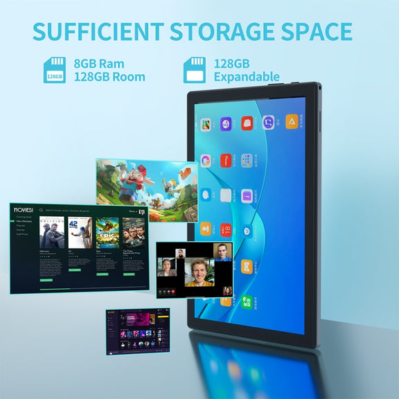 BDF P70 4G LTE Tablet PC 10.1 inch, 8GB+128GB, Android 11 MTK6755 Octa Core, Support Dual SIM, EU Plug(Gold)
