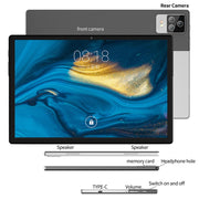 BDF P70 4G LTE Tablet PC 10.1 inch, 8GB+256GB, Android 12 MTK6762 Octa Core, Support Dual SIM, EU Plug(Silver)