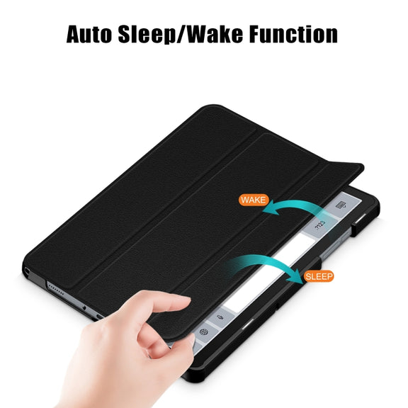 For Samsung Galaxy Tab A9 Plus 3-folding Leather Smart Tablet Case(Black)