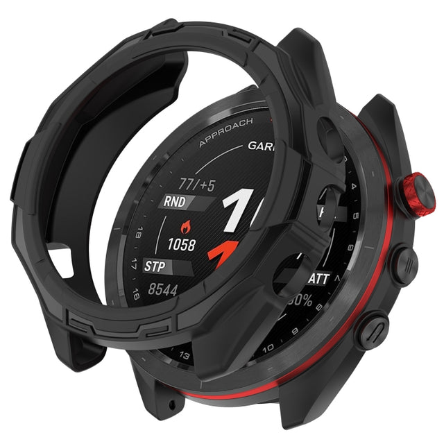 Compatible with Garmin Approach S70 47mm Armor Hollow Watch Protective Case(Black)