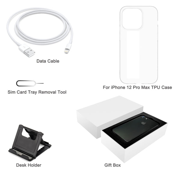 For iPhone 13 Pro Max TPU Case + Desk Holder + Data Cable + Sim Card Tray Removal Tool + Gift Box