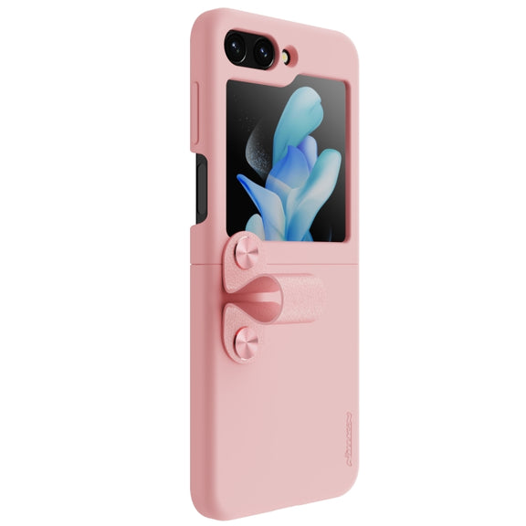 For Samsung Galaxy Z Flip5 NILLKIN Skin Feel Liquid Silicone Phone Case With Finger Strap(Pink)