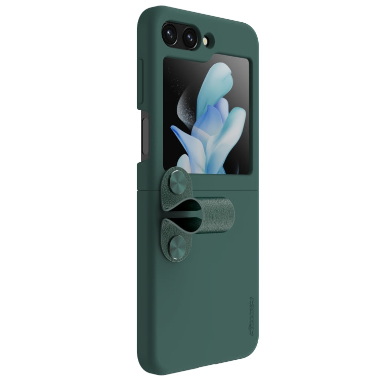 For Samsung Galaxy Z Flip5 NILLKIN Skin Feel Liquid Silicone Phone Case With Finger Strap(Green)