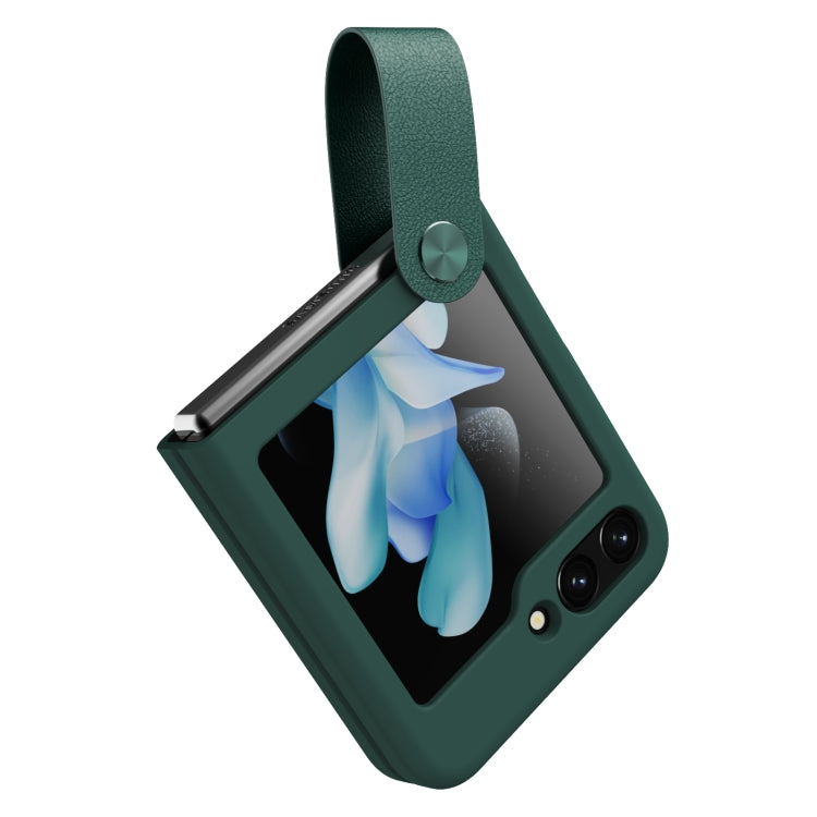 For Samsung Galaxy Z Flip5 NILLKIN Skin Feel Liquid Silicone Phone Case With Finger Strap(Green) - free shipping - PMC TechLife - Order now!